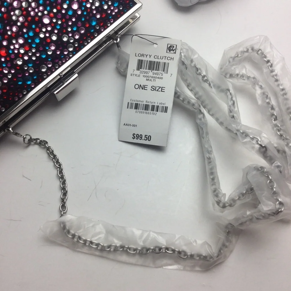 NWT INC Loryy Colorful Rhinestone Embellished Sparkle Clutch